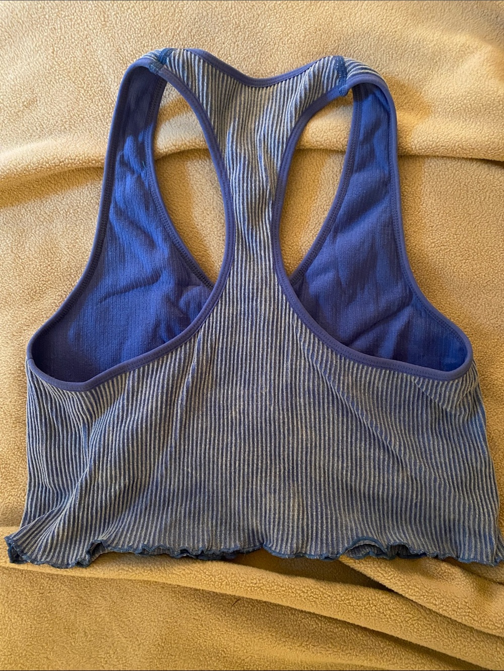 Blue Ribbed Racerback sports bra - Picture 2 of 4
